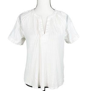 NWOT Lucky Brand White Embroidery Mesh Shoulder Top